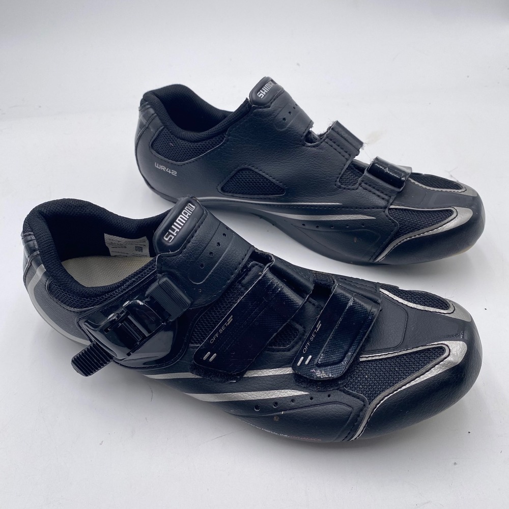 SHIMANO WR42 Road Cycling Shoes Womens 42 Black Silver SPD SPD-SL Spin Bike Shoe